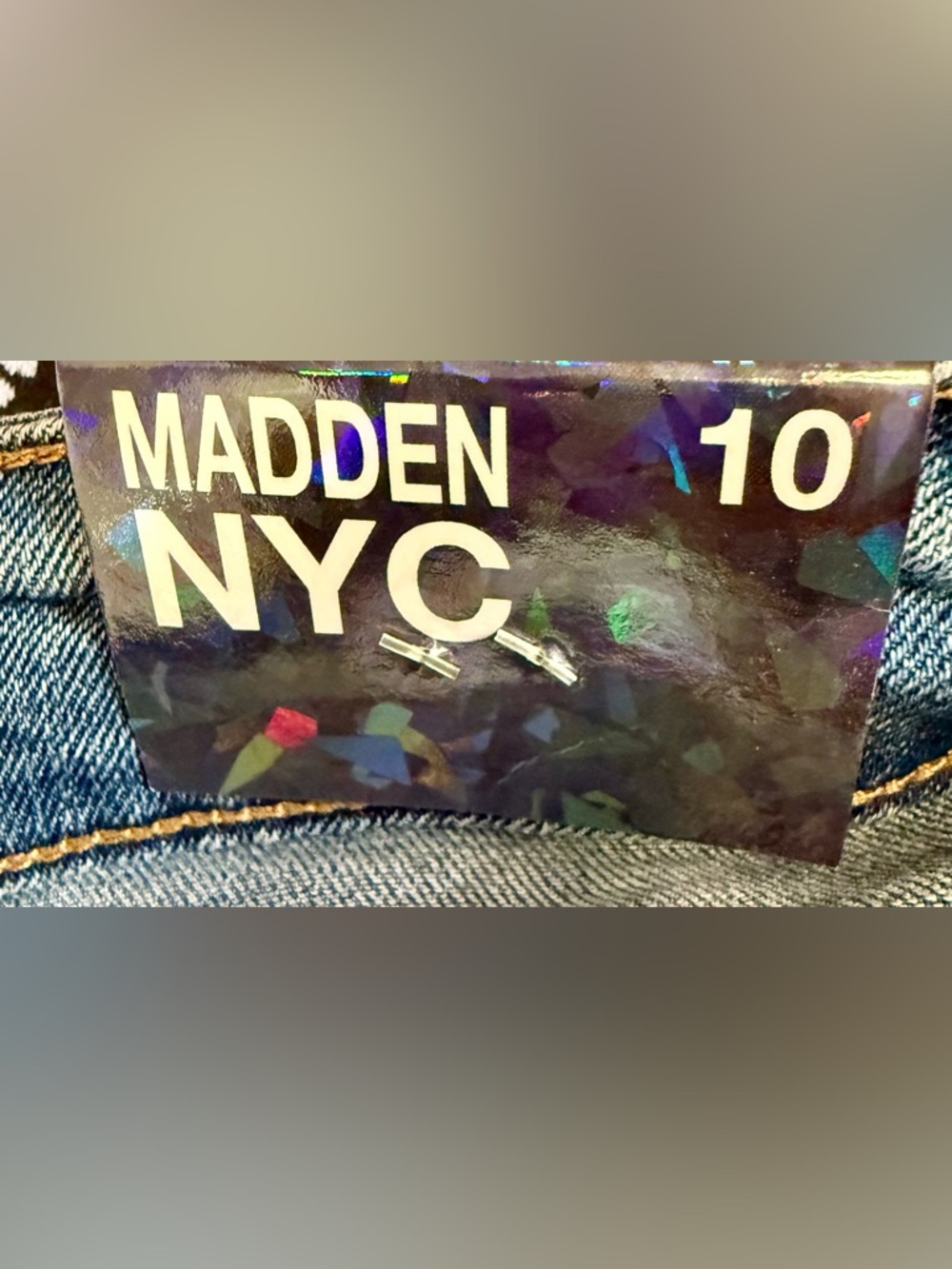 Deadstock Madden NYC Rhinestone Bootcut Jeans High Rise Medium Wash NWT Size 10 - Picture 7 of 11